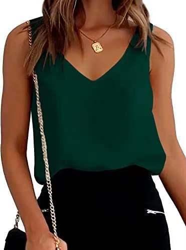 Women Tank Top Summer Casual V Neck Camisole Blouses Loose Sleeveless Cami Basic Tank Shirt - J Micheal