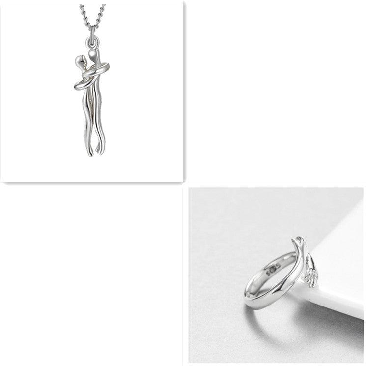 Love Hug Necklace Unisex Men Women Couple Jewelry Simple Temperament Clavicle Chain Valentines Day Lover Gift - J Micheal