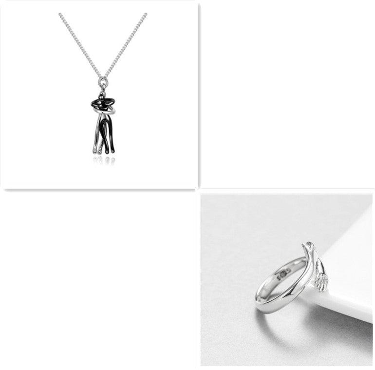 Love Hug Necklace Unisex Men Women Couple Jewelry Simple Temperament Clavicle Chain Valentines Day Lover Gift - J Micheal