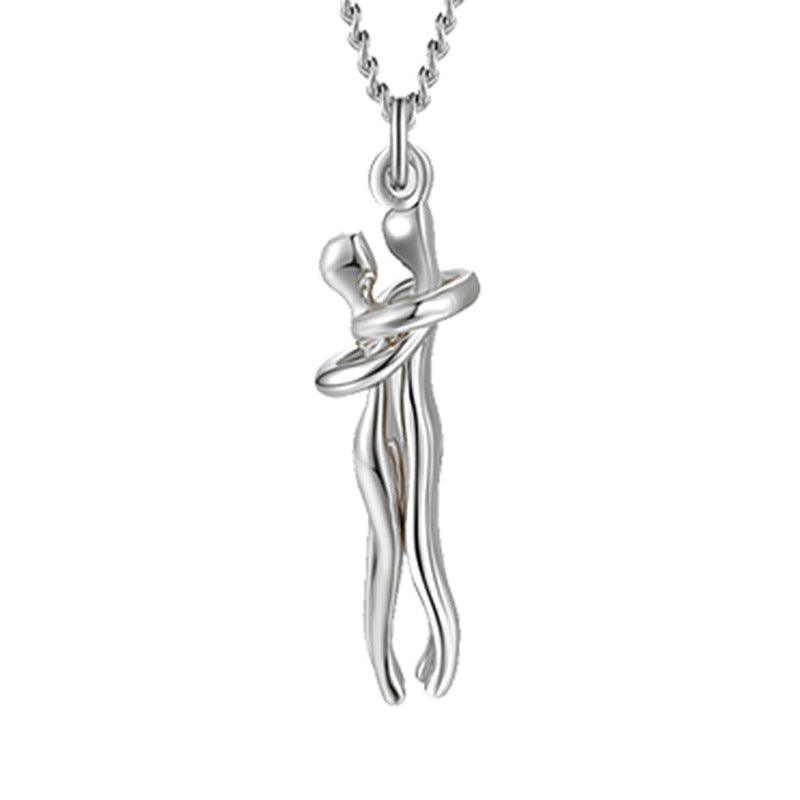 Love Hug Necklace Unisex Men Women Couple Jewelry Simple Temperament Clavicle Chain Valentines Day Lover Gift - J Micheal