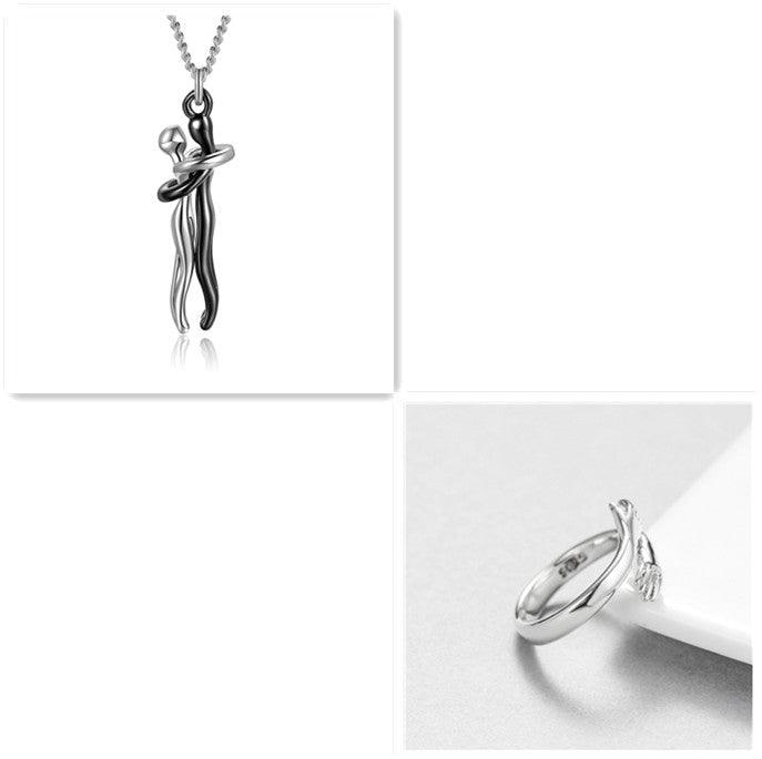 Love Hug Necklace Unisex Men Women Couple Jewelry Simple Temperament Clavicle Chain Valentines Day Lover Gift - J Micheal