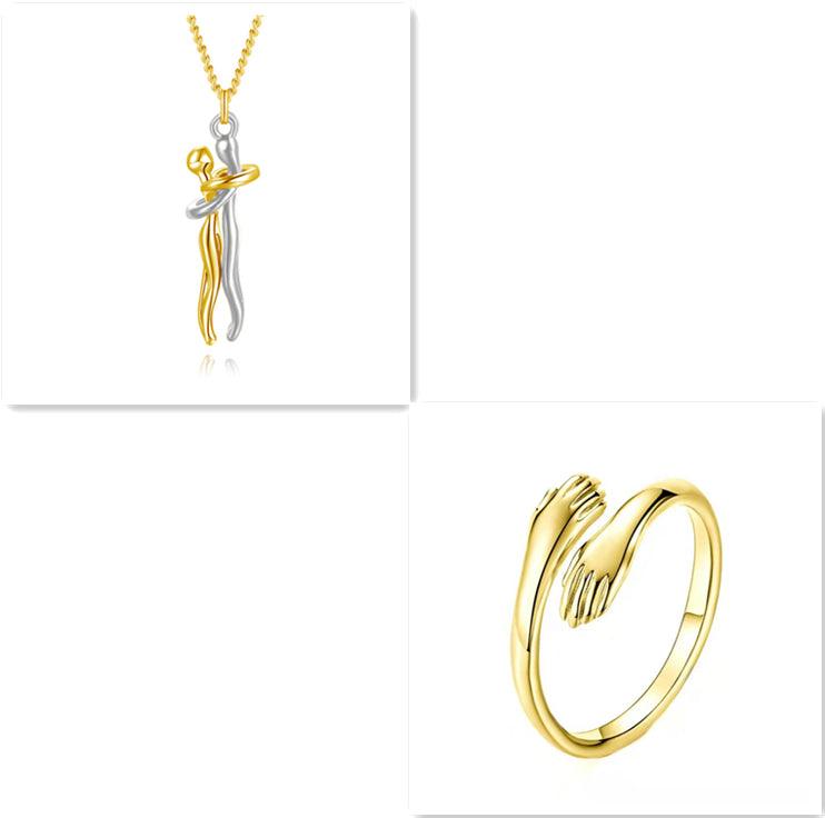 Love Hug Necklace Unisex Men Women Couple Jewelry Simple Temperament Clavicle Chain Valentines Day Lover Gift - J Micheal
