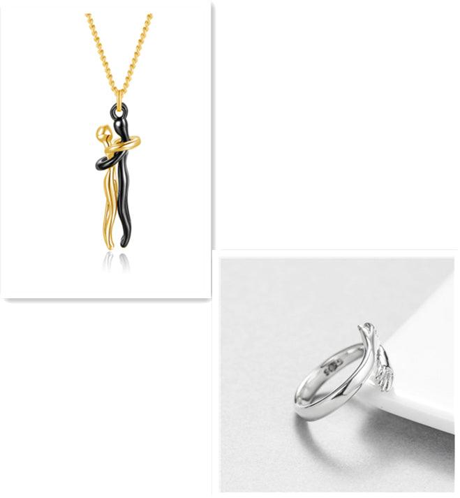 Love Hug Necklace Unisex Men Women Couple Jewelry Simple Temperament Clavicle Chain Valentines Day Lover Gift - J Micheal