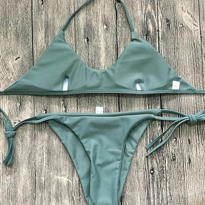 Ladies Swimwear Bikini Solid Color Bikini Set - J Micheal