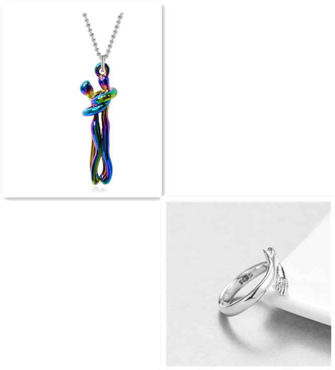 Love Hug Necklace Unisex Men Women Couple Jewelry Simple Temperament Clavicle Chain Valentines Day Lover Gift - J Micheal