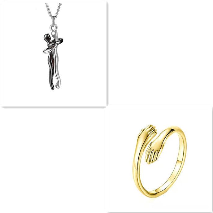 Love Hug Necklace Unisex Men Women Couple Jewelry Simple Temperament Clavicle Chain Valentines Day Lover Gift - J Micheal