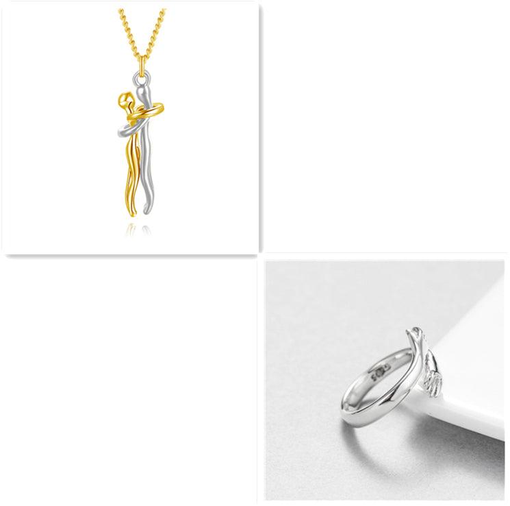 Love Hug Necklace Unisex Men Women Couple Jewelry Simple Temperament Clavicle Chain Valentines Day Lover Gift - J Micheal