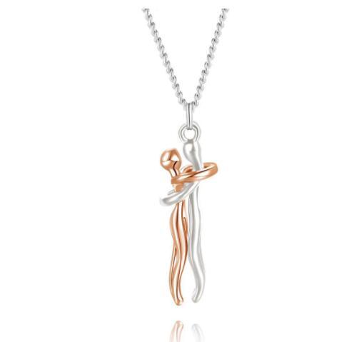 Love Hug Necklace Unisex Men Women Couple Jewelry Simple Temperament Clavicle Chain Valentines Day Lover Gift - J Micheal
