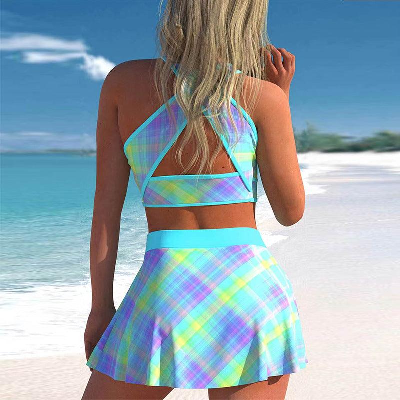 Split Swimwear Skirt Conservative Large Print - J Micheal