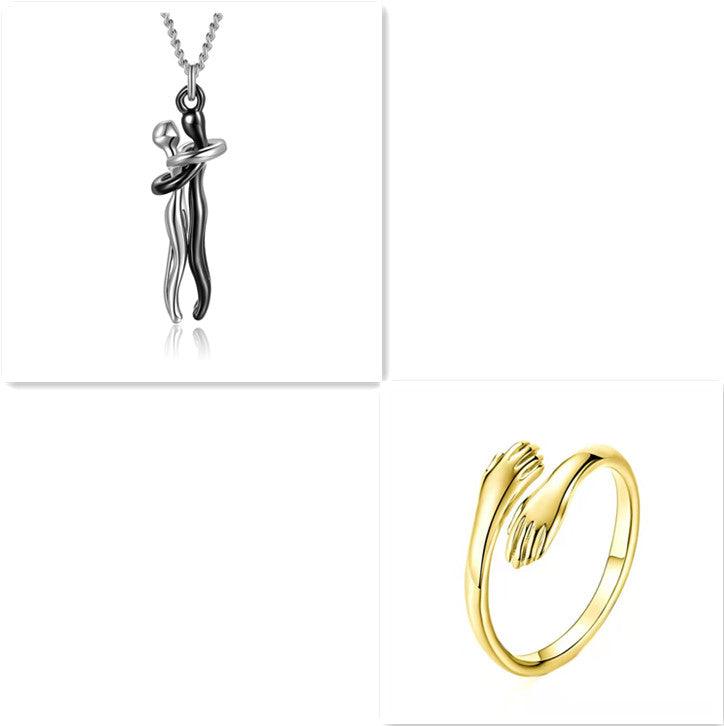 Love Hug Necklace Unisex Men Women Couple Jewelry Simple Temperament Clavicle Chain Valentines Day Lover Gift - J Micheal