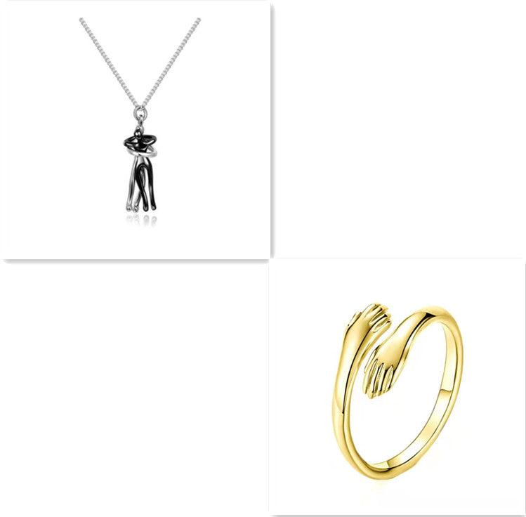 Love Hug Necklace Unisex Men Women Couple Jewelry Simple Temperament Clavicle Chain Valentines Day Lover Gift - J Micheal