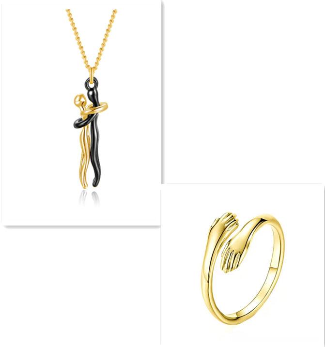 Love Hug Necklace Unisex Men Women Couple Jewelry Simple Temperament Clavicle Chain Valentines Day Lover Gift - J Micheal