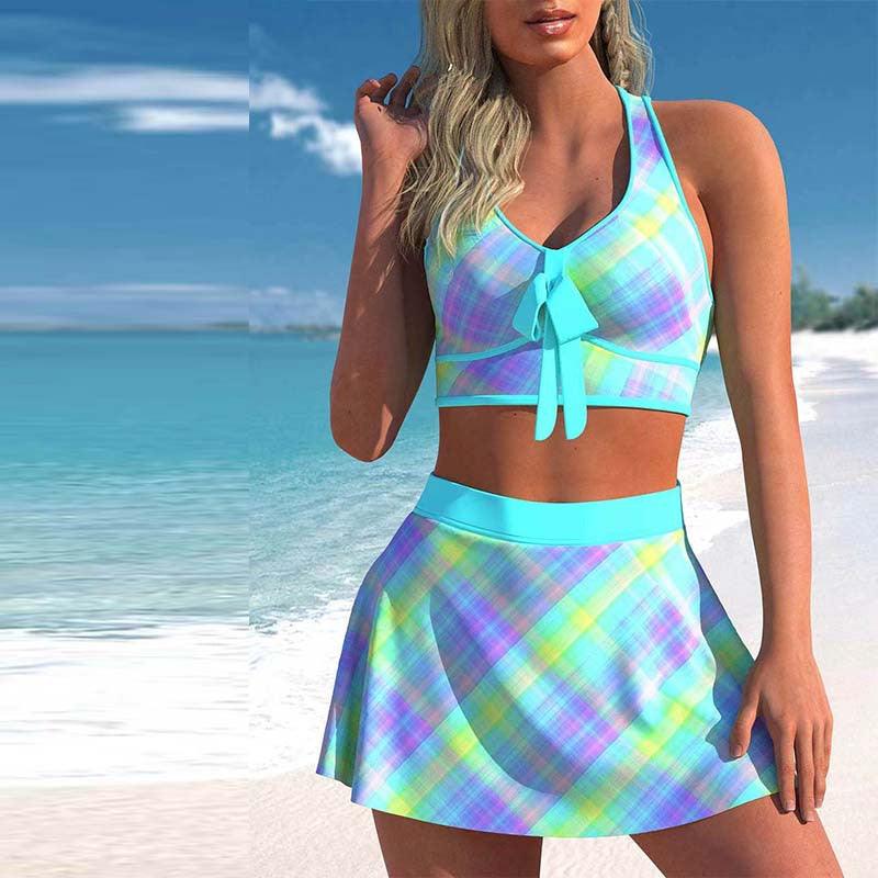 Split Swimwear Skirt Conservative Large Print - J Micheal