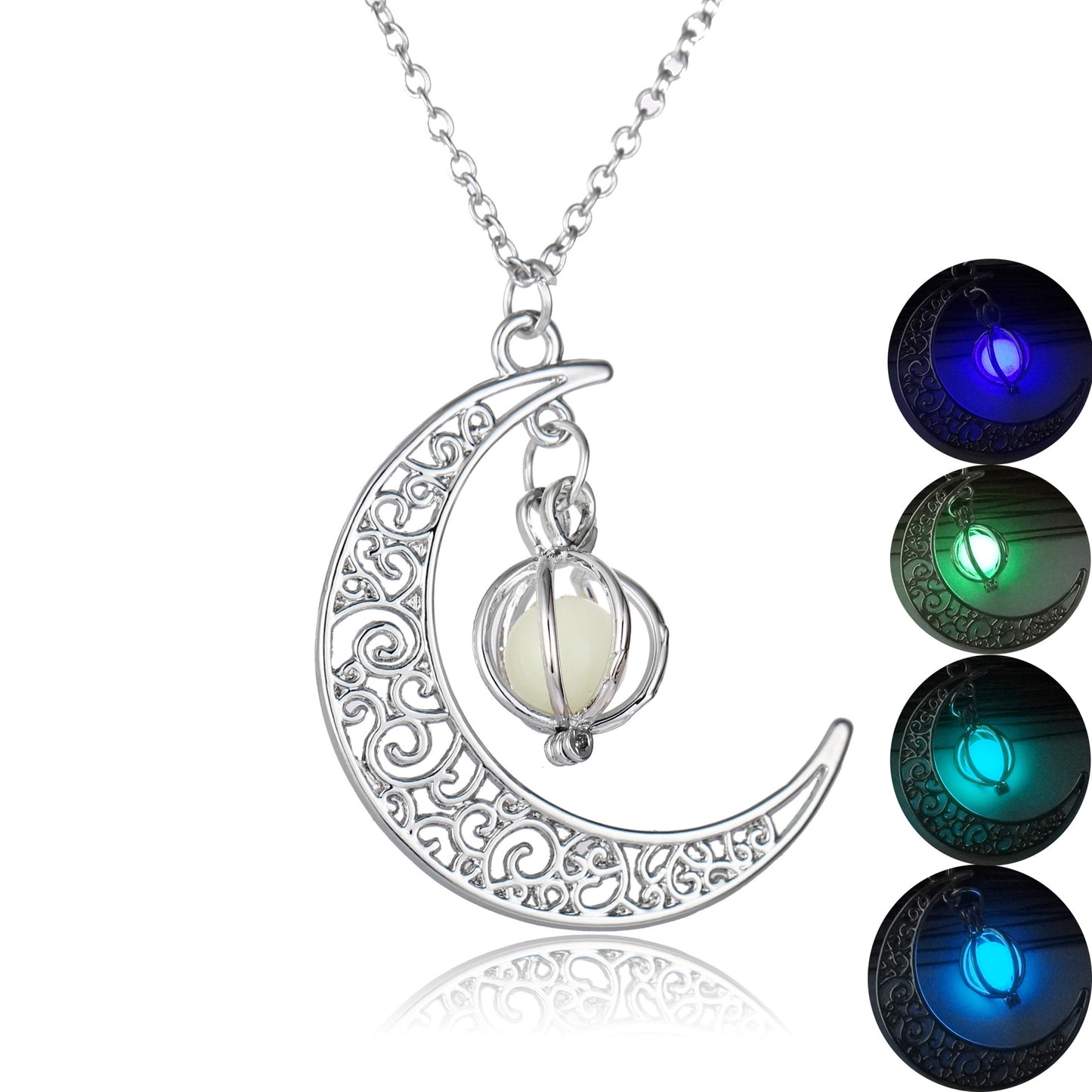 Fashion Moon Natural Glowing Stone Healing Necklace Women Gift Charm Luminous Pendant Necklace Jewelry - J Micheal