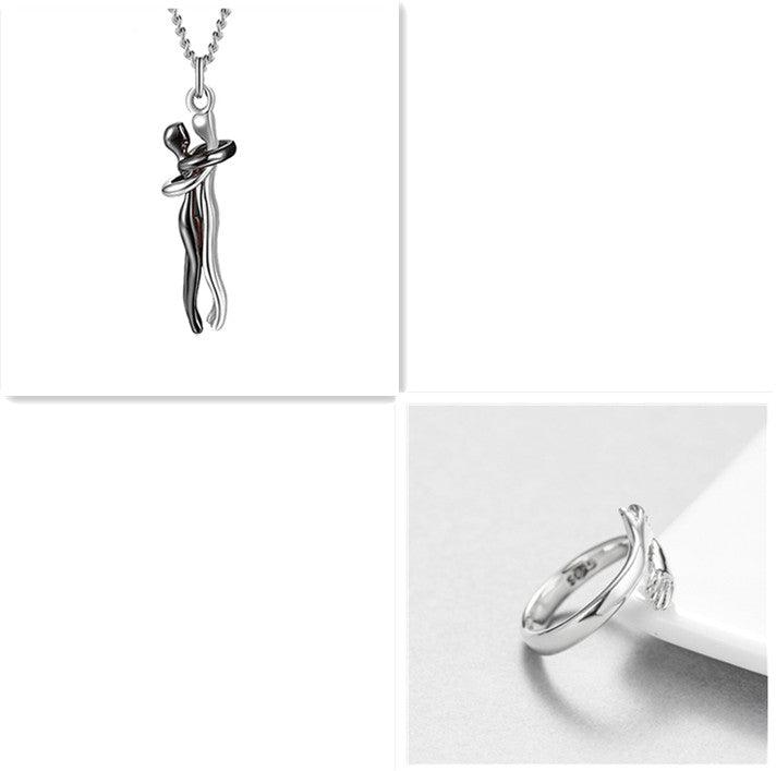 Love Hug Necklace Unisex Men Women Couple Jewelry Simple Temperament Clavicle Chain Valentines Day Lover Gift - J Micheal