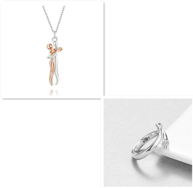 Love Hug Necklace Unisex Men Women Couple Jewelry Simple Temperament Clavicle Chain Valentines Day Lover Gift - J Micheal