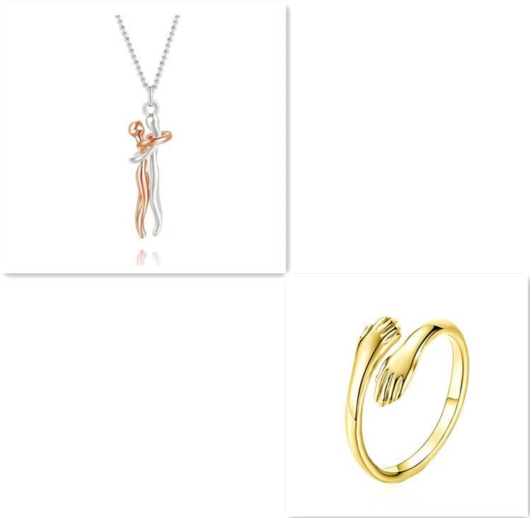 Love Hug Necklace Unisex Men Women Couple Jewelry Simple Temperament Clavicle Chain Valentines Day Lover Gift - J Micheal