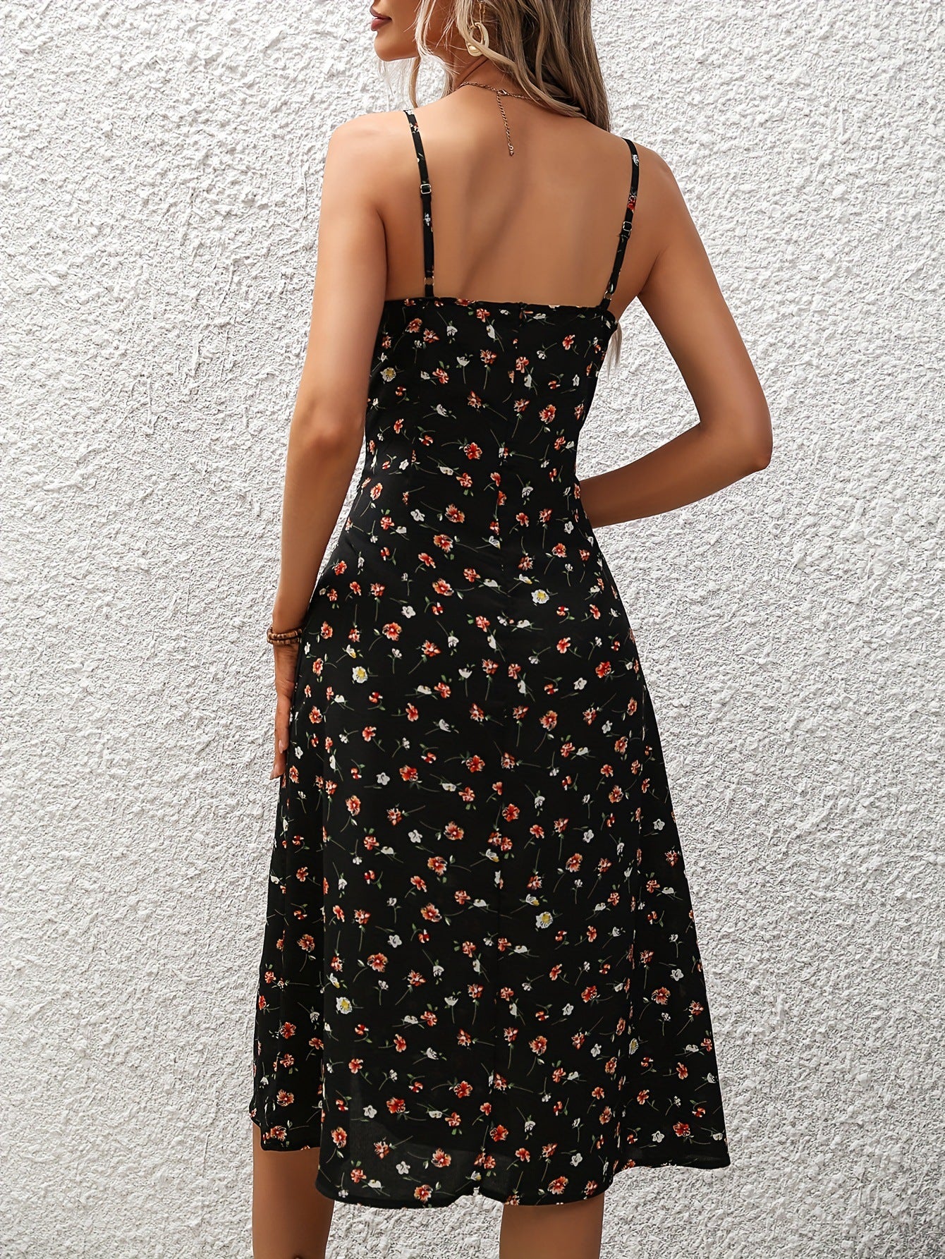 New Polka Dot Print Suspender Dress Summer Sexy Slit Long Dresses For Womens Clothing - J Micheal