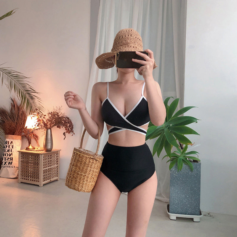 Black and white monochrome swimsuit - J Micheal
