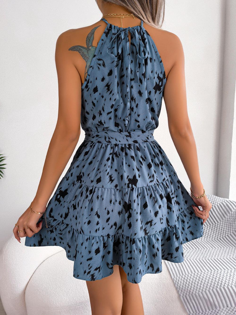 Casual Leopard Print Ruffled Swing Dress Summer Fashion Beach Dresses Women - J Micheal