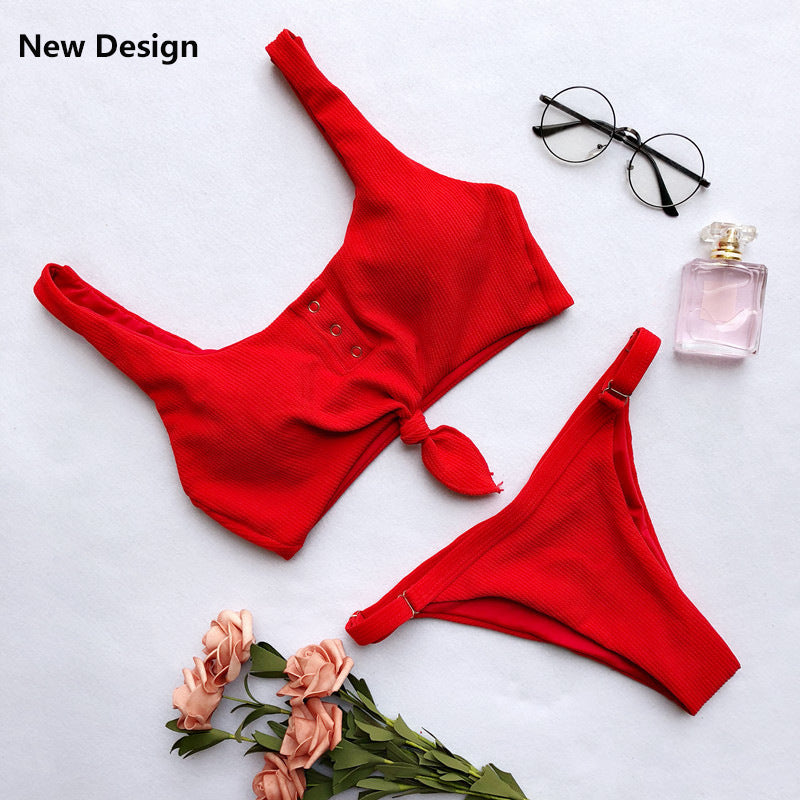 Solid color back women's swimwear - J Micheal
