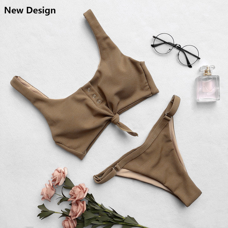 Solid color back women's swimwear - J Micheal