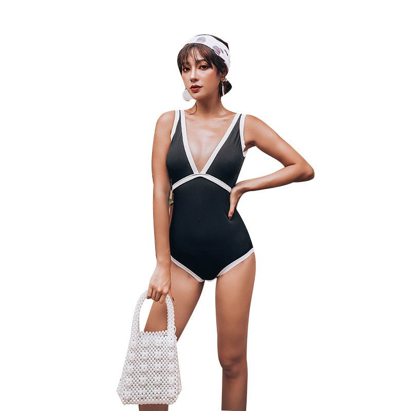 Women's one-piece black and white swimsuit - J Micheal