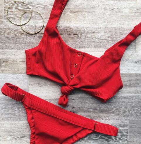Solid color back women's swimwear - J Micheal