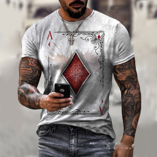 Playing Card Printing Men's T-Shirt Top - J Micheal