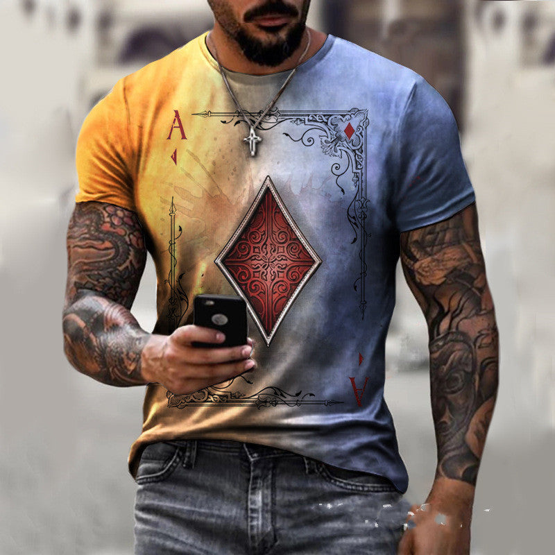 Playing Card Printing Men's T-Shirt Top - J Micheal