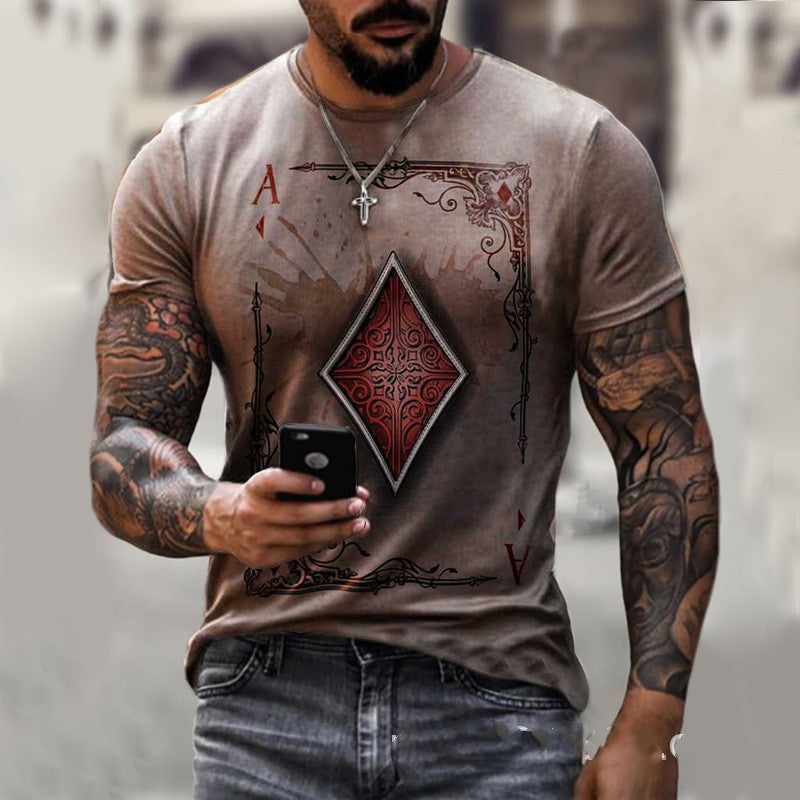 Playing Card Printing Men's T-Shirt Top - J Micheal