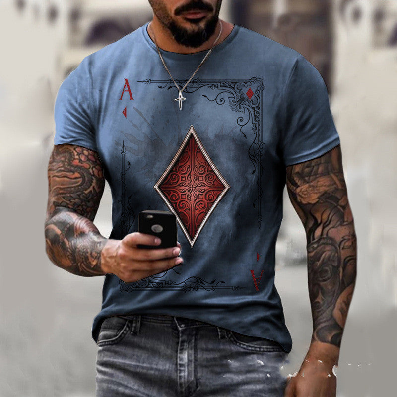 Playing Card Printing Men's T-Shirt Top - J Micheal