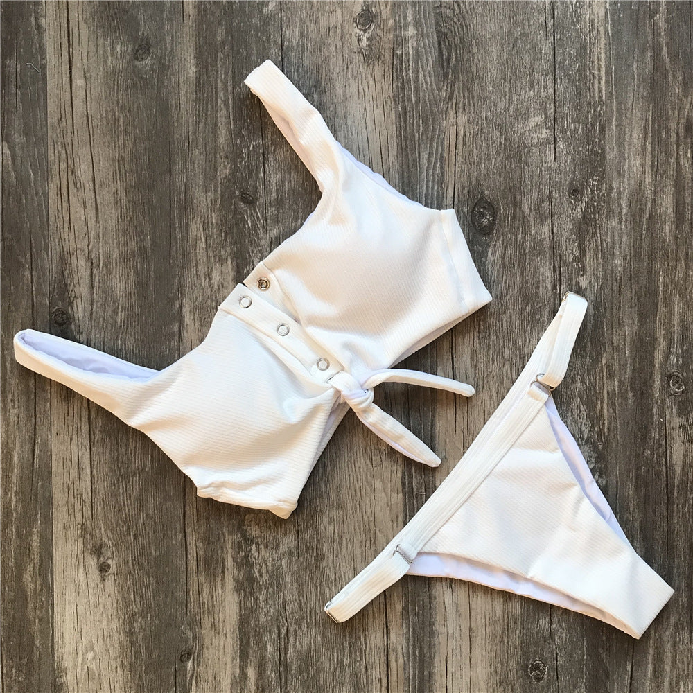 Solid color back women's swimwear - J Micheal