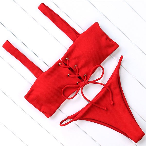 Solid color back women's swimwear - J Micheal