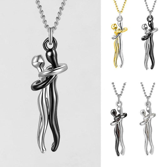 Love Hug Necklace Unisex Men Women Couple Jewelry Simple Temperament Clavicle Chain Valentines Day Lover Gift - J Micheal