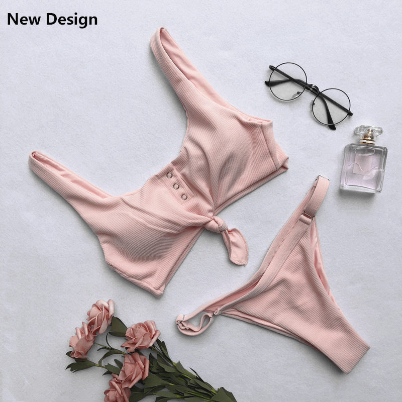 Solid color back women's swimwear - J Micheal
