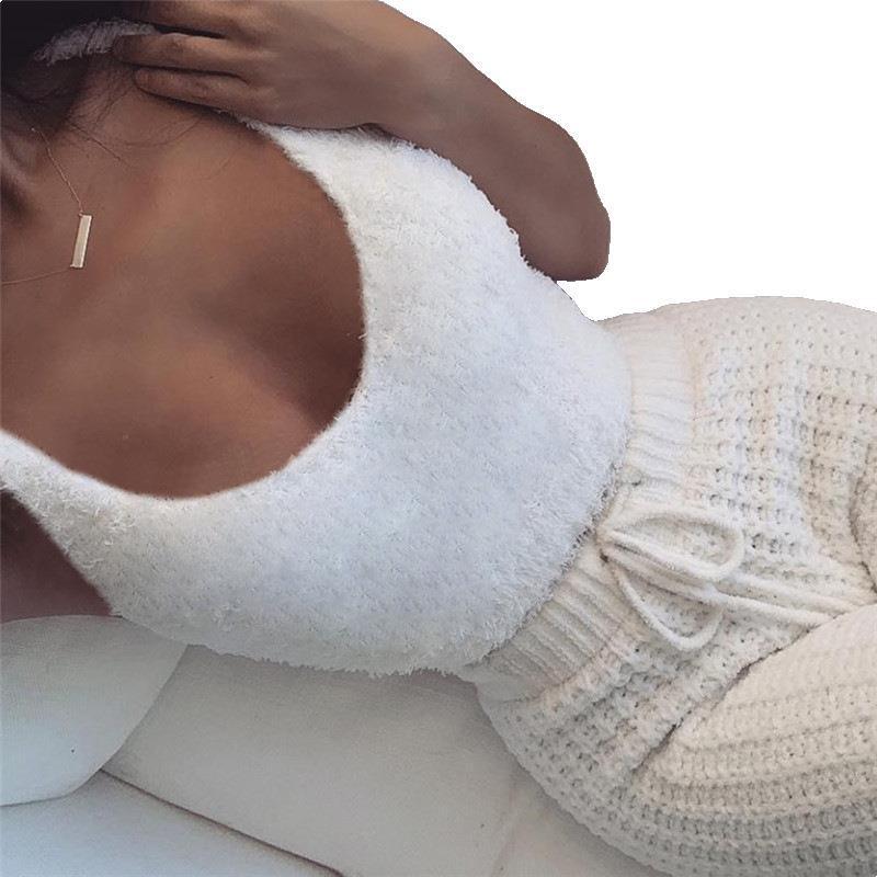 3pcs Womens Clothing Long Sleeve Crop Tank Top And Drawstring Shorts Pajama Set - J Micheal