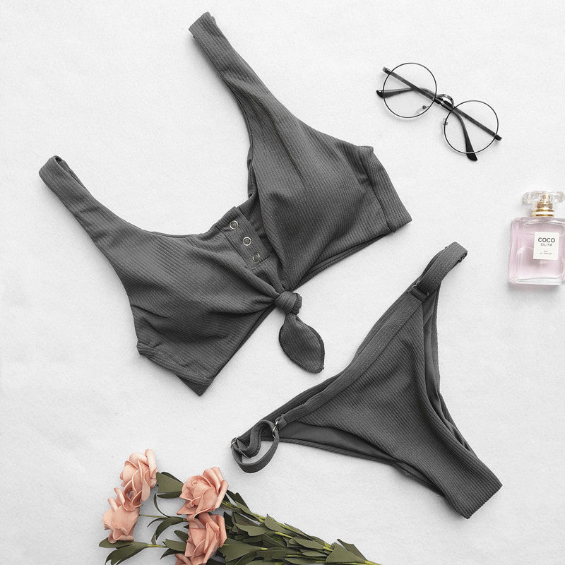 Solid color back women's swimwear - J Micheal