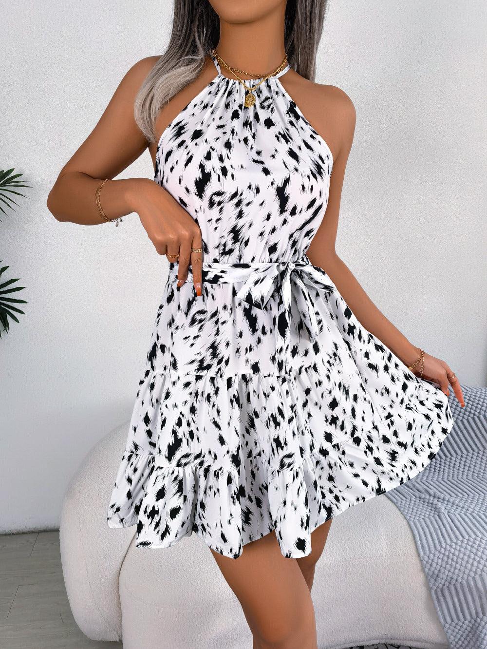 Casual Leopard Print Ruffled Swing Dress Summer Fashion Beach Dresses Women - J Micheal