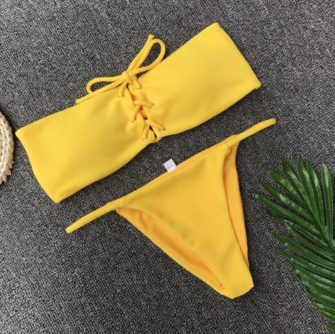 Solid color back women's swimwear - J Micheal