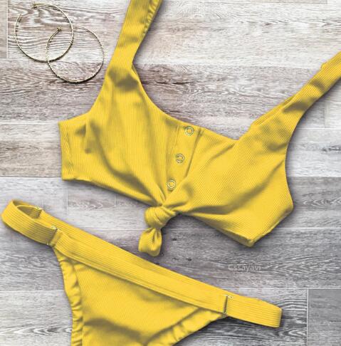 Solid color back women's swimwear - J Micheal