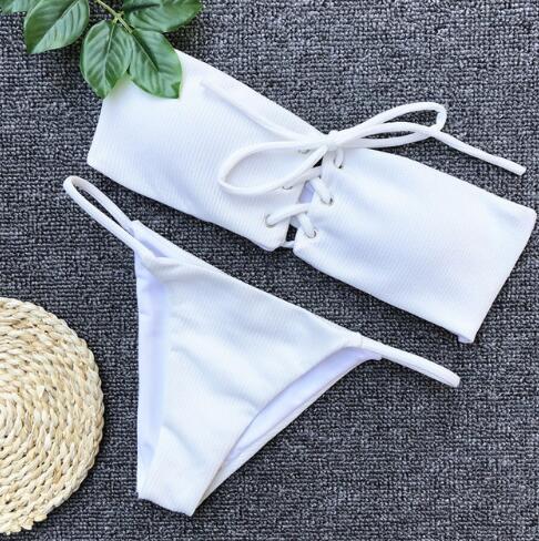 Solid color back women's swimwear - J Micheal