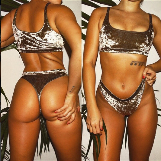 Two piece swimsuit bikini velvet suit - J Micheal