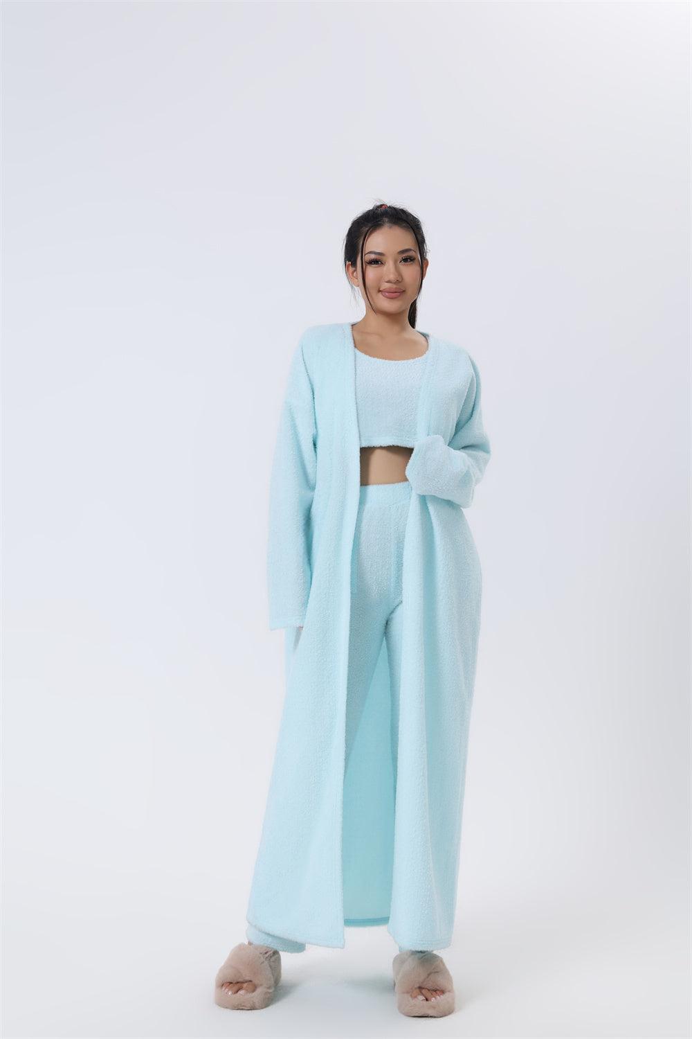 Cozy Pajama Set, 3 Piece Lounge Set, Cute Loungewear, Warm Suit Sets, Matching Set, Lounge Set, 3 Piece Pant Sets, Women Winter Dress - J Micheal