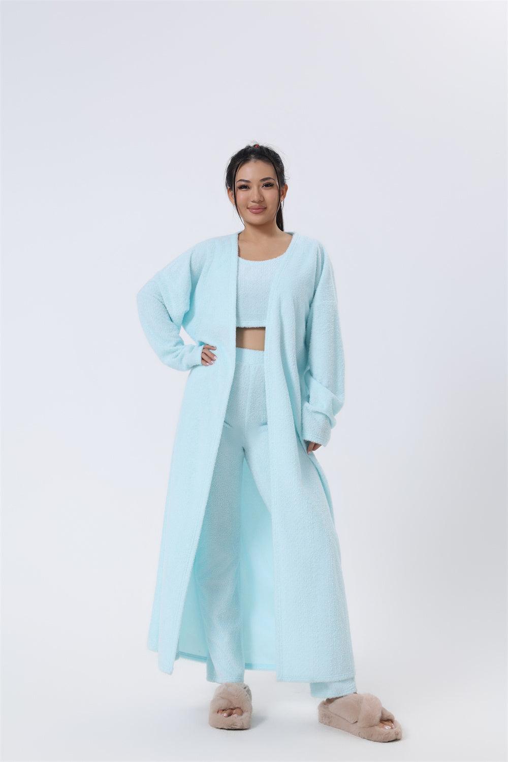 Cozy Pajama Set, 3 Piece Lounge Set, Cute Loungewear, Warm Suit Sets, Matching Set, Lounge Set, 3 Piece Pant Sets, Women Winter Dress - J Micheal