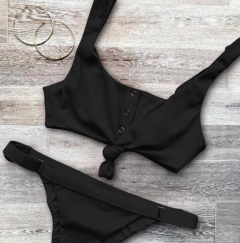 Solid color back women's swimwear - J Micheal