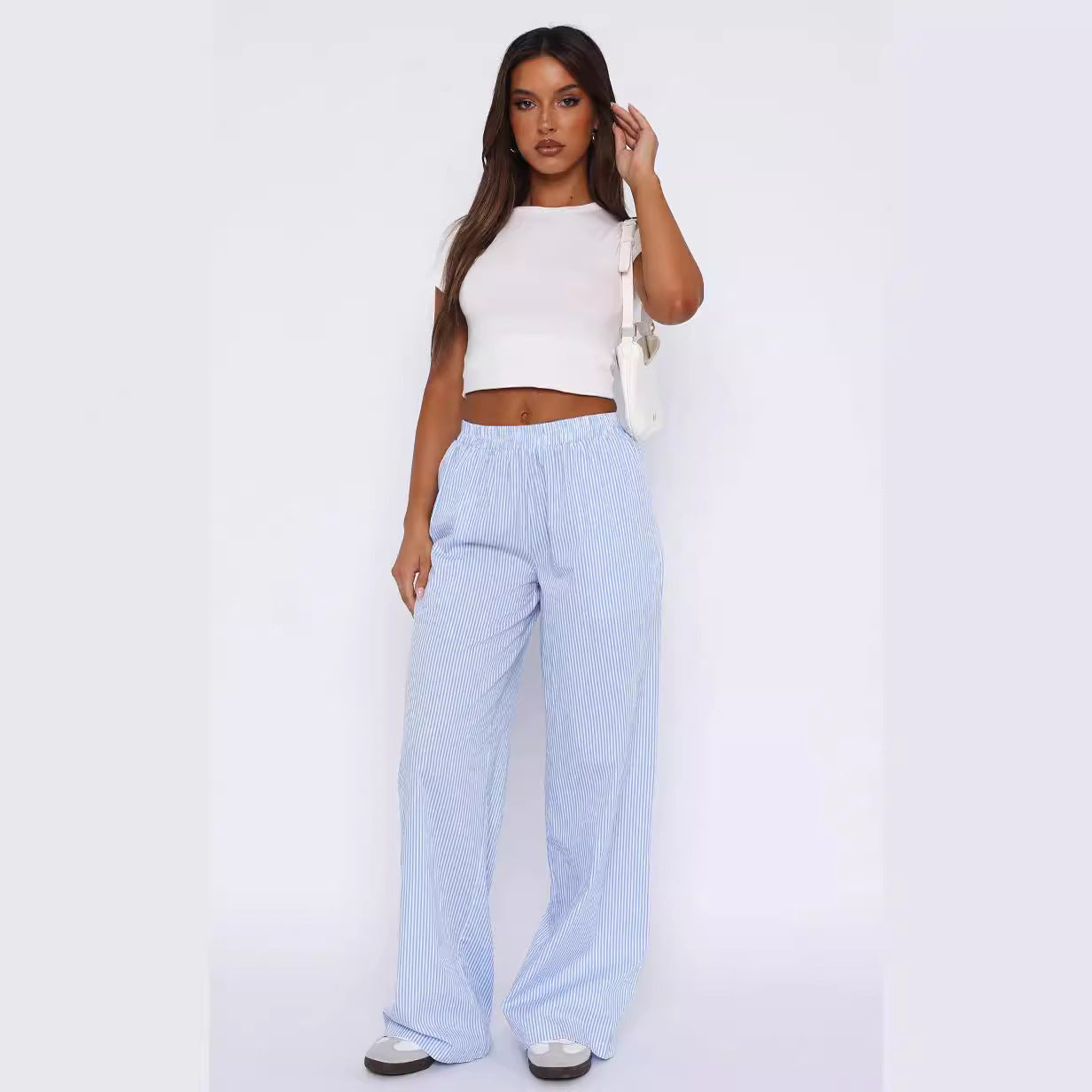 Fashion Casual Striped Trousers Summer Wide Leg Pants - J Micheal