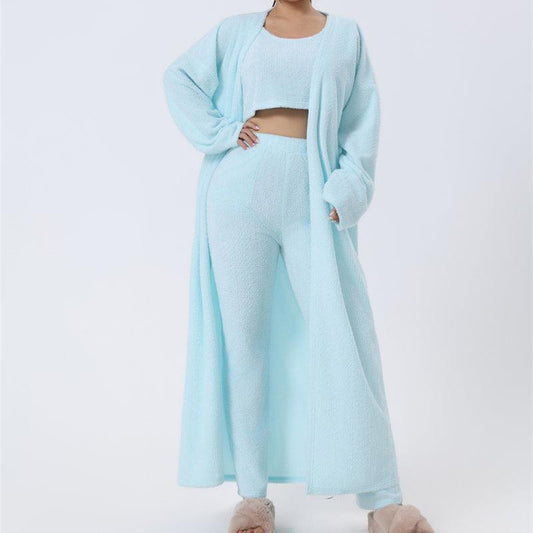 Cozy Pajama Set, 3 Piece Lounge Set, Cute Loungewear, Warm Suit Sets, Matching Set, Lounge Set, 3 Piece Pant Sets, Women Winter Dress - J Micheal