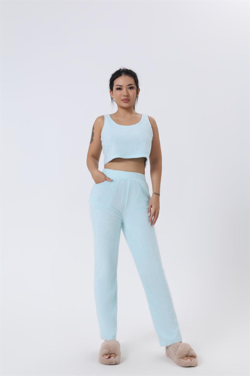 Cozy Pajama Set, 3 Piece Lounge Set, Cute Loungewear, Warm Suit Sets, Matching Set, Lounge Set, 3 Piece Pant Sets, Women Winter Dress - J Micheal