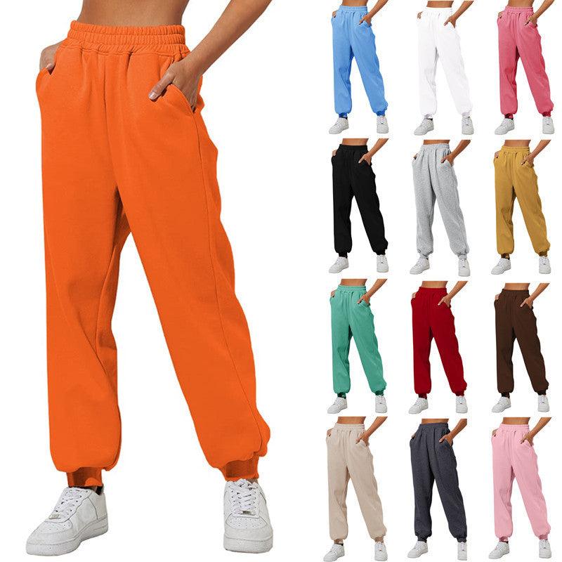 Women's Trousers With Pockets High Waist Loose Jogging Sports Pants Comfortable Casual Sweatshirt Pants - J Micheal